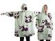 Oversized Panda Hoodie Blanket, Warm Wearable Sweatshirt with Hood, Green