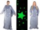 Wearable Blanket with Sleeves, Glow in The Dark Fleece Snuggle Robe, Grey