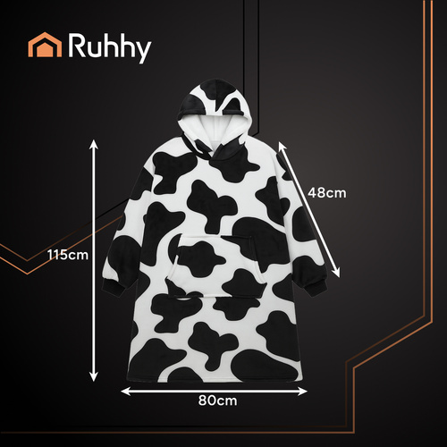 Ruhhy Oversized Blanket Hoodie XXL, Warm Wearable Blanket, Black and White (0)