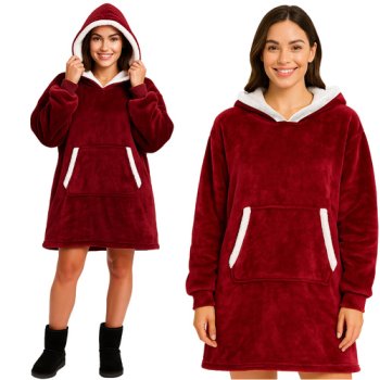 Oversized Hoodie Blanket Sweatshirt Ruhhy 26145, Red