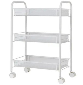 Three Level Storage Trolley on Wheels, Rolling Cart Organizer Shelf for Bathroom Kitchen Laundry Room Narrow Places,...