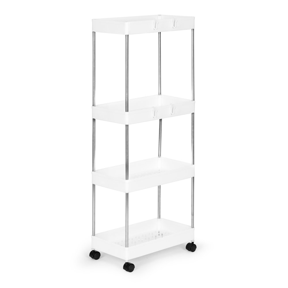 ModernHome 4-Tier Rolling Storage Cart for Bathroom & Kitchen, White (1)