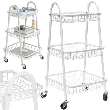 3-Tier Metal Utility Cart on Wheels for Kitchen & Bathroom Storage