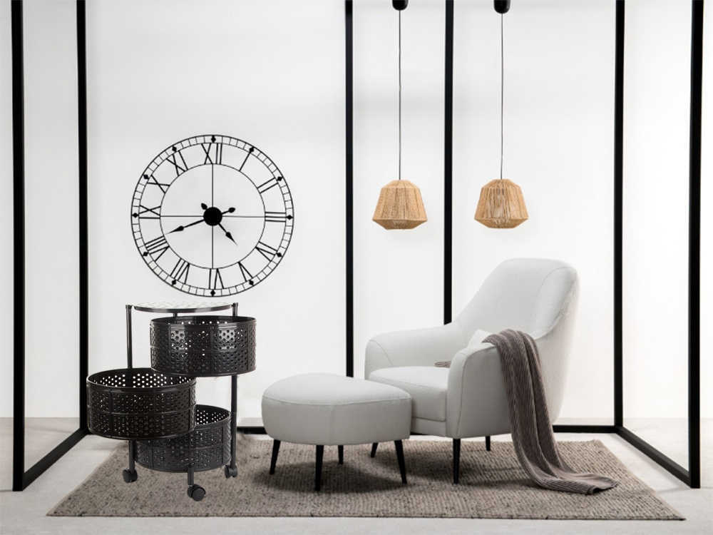 Kitchen shelf cabinet on wheels bookcase mobile cart table 3 levels basket (3)