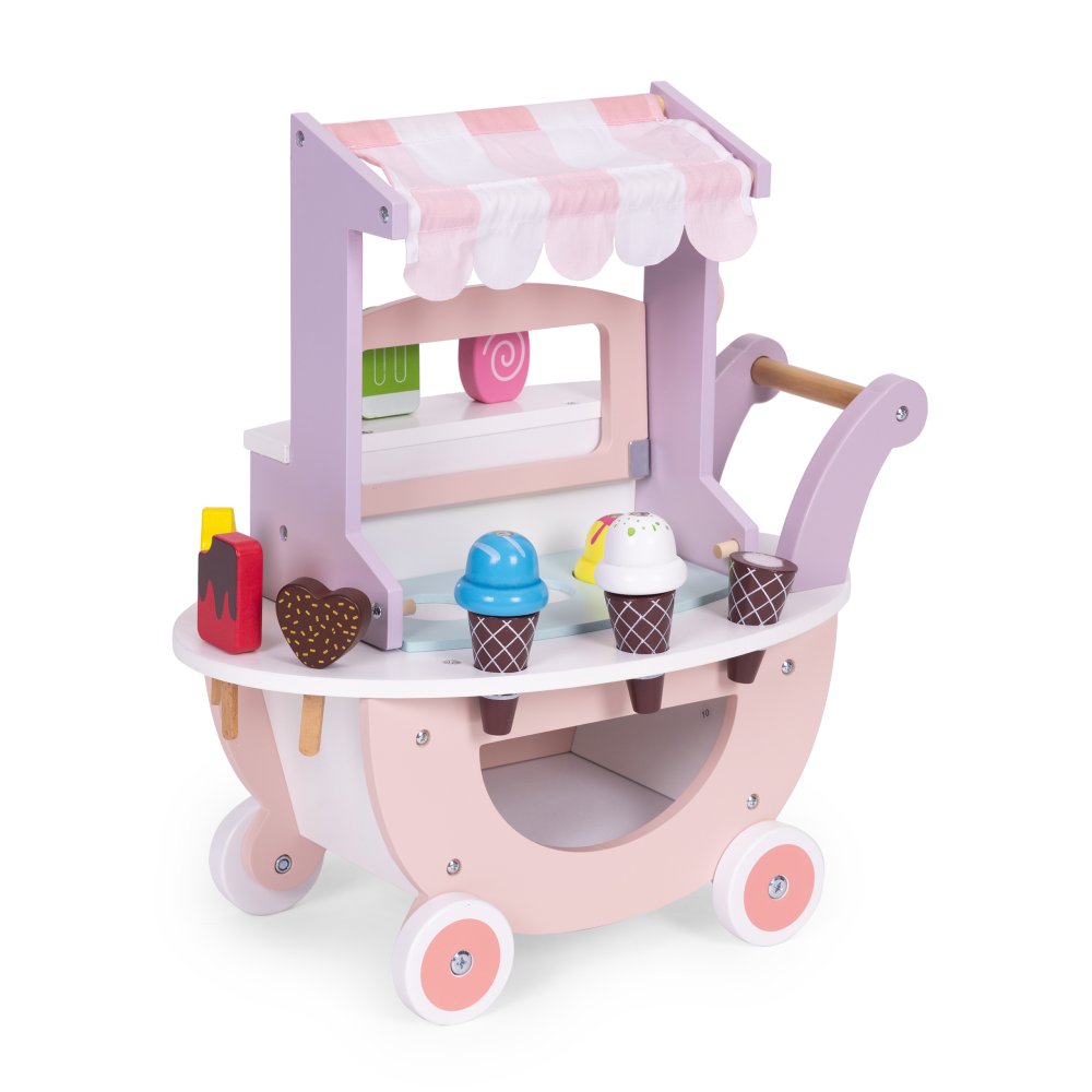ECOTOYS Wooden Ice Cream Cart Toy for Kids Pretend Play Shop TL89015 (1)