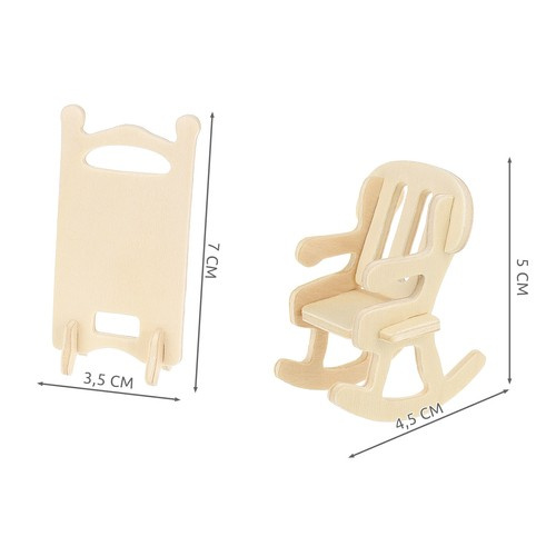 Wooden Dollhouse Furniture Set 34 pcs DIY Miniature Kit 23542 (1)