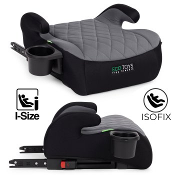 ECOTOYS i-SIZE ISOFIX Booster Car Seat for Children 125-150 cm with Cup Holder