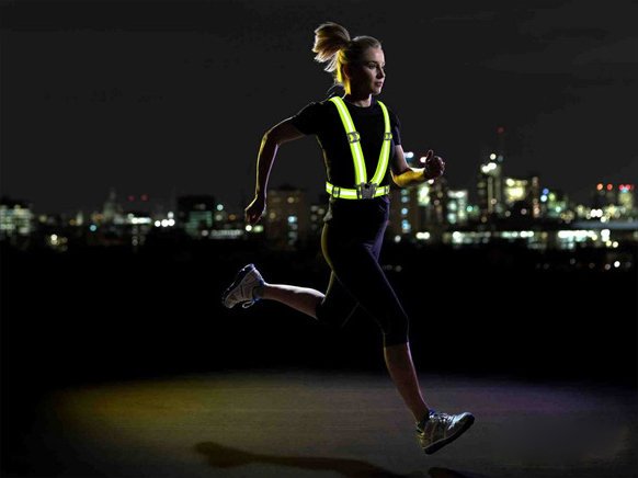 Adjustable reflective harness a running bike - yellow (3)