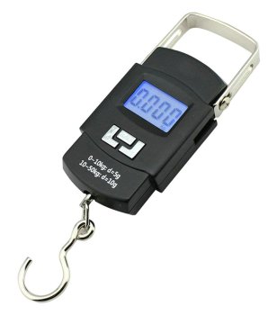Digital Hanging Scale 50kg for Luggage, Fishing & Travel, Black
