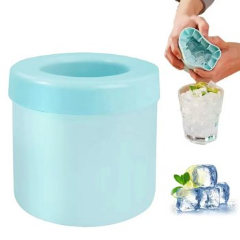 Silicone Ice Cube Mold with Lid, 60 Cavities, Blue