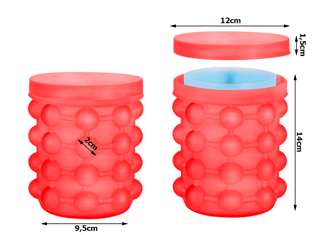 Silicone Ice Cube Bucket Mold with Lid, 32 pcs, Red (0)