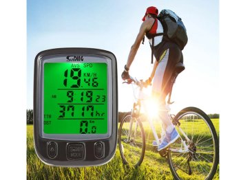 Bicycle Waterproof LCD Speedometer Speed Counter (27 Functions), Black