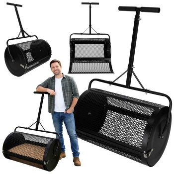 Compost and Fertilizer Spreader LUARO Garden Mesh Roller, black