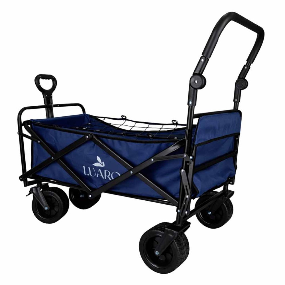Folding Beach Wagon LUARO with Canopy and Net, Navy Blue (2)