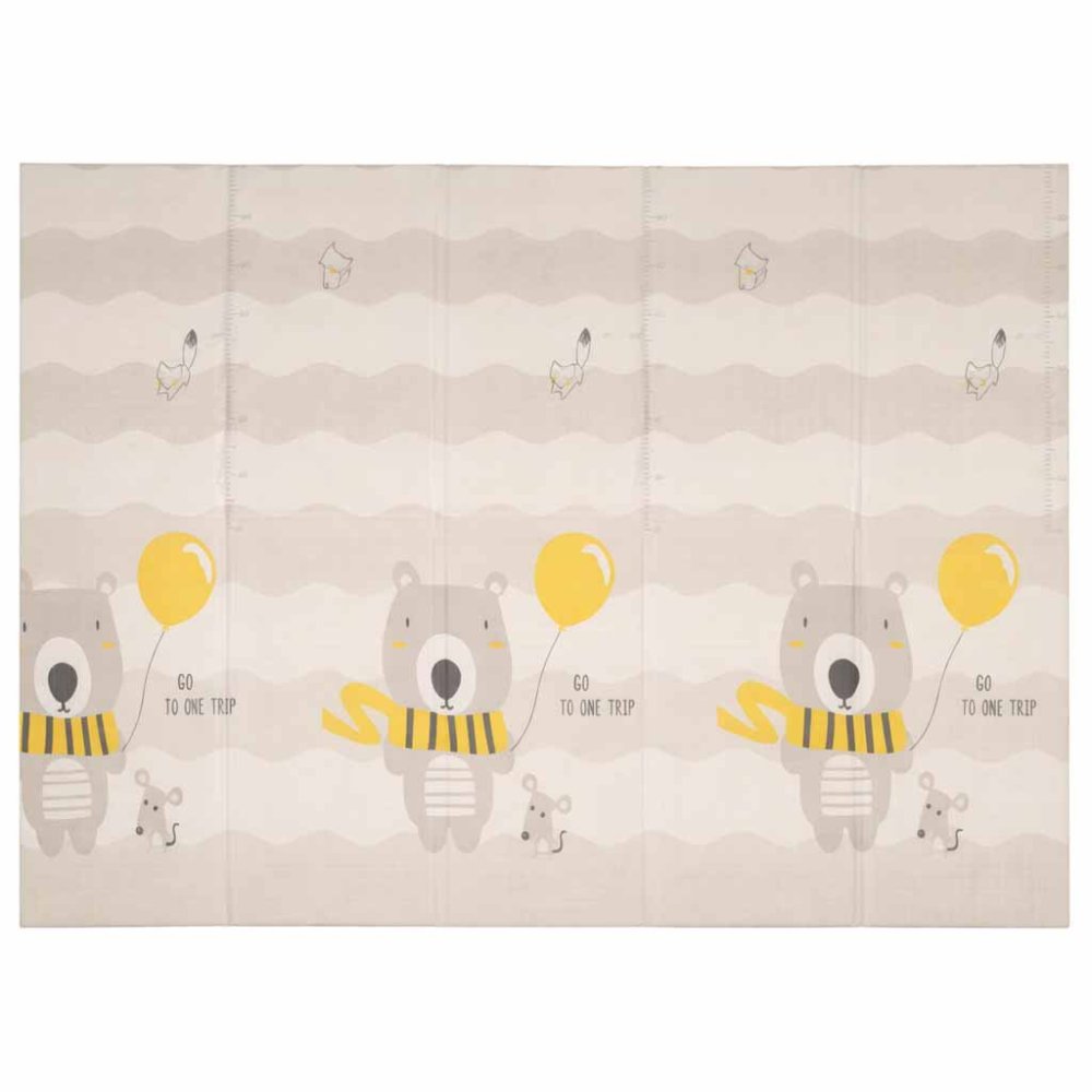 Foldable Double-Sided Foam Play Mat Bears and Trees 150x200cm, White (1)