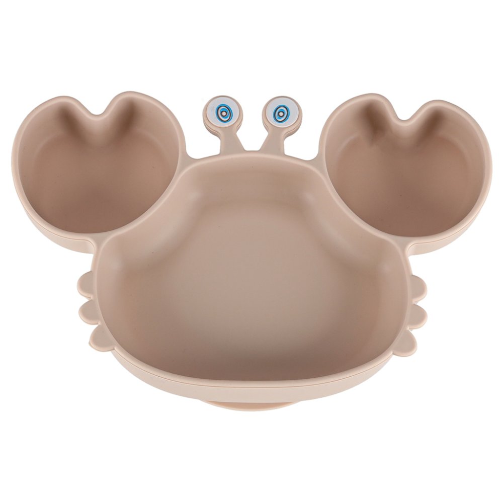 Silicone Baby Feeding Set Crab Dinnerware, 9-Piece, Beige (0)