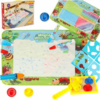 Large Water Drawing Mat with Pens Stamps and Stencils 120x90cm Meadow Theme