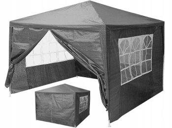 MultiGarden Garden Gazebo 3x3 m with 4 Side Panels, Grey