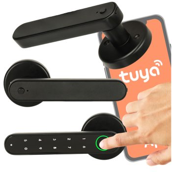 Smart Lock with Keypad and Fingerprint, Keyless Entry Bluetooth Door Handle, Black