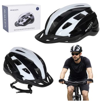 RALLEX Adult Bike Helmet Adjustable for Men and Women with Visor L 58-62cm, Black White