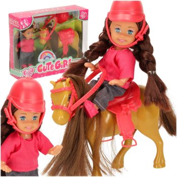 Doll and Pony Playset for Girls, 5 Piece Horse Rider Toy with Accessories