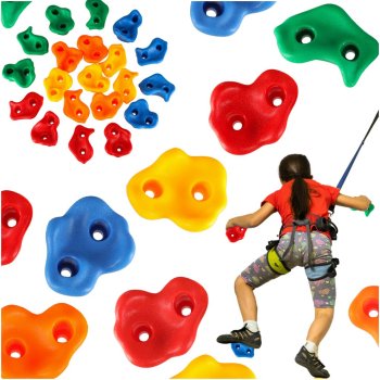 Kids Climbing Holds 20 Pack with Mounting Hardware for Climbing Wall, Colourful