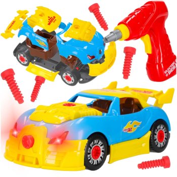 Take-Apart Sports Car Toy 2-in-1 Construction Kit with Lights & Sounds