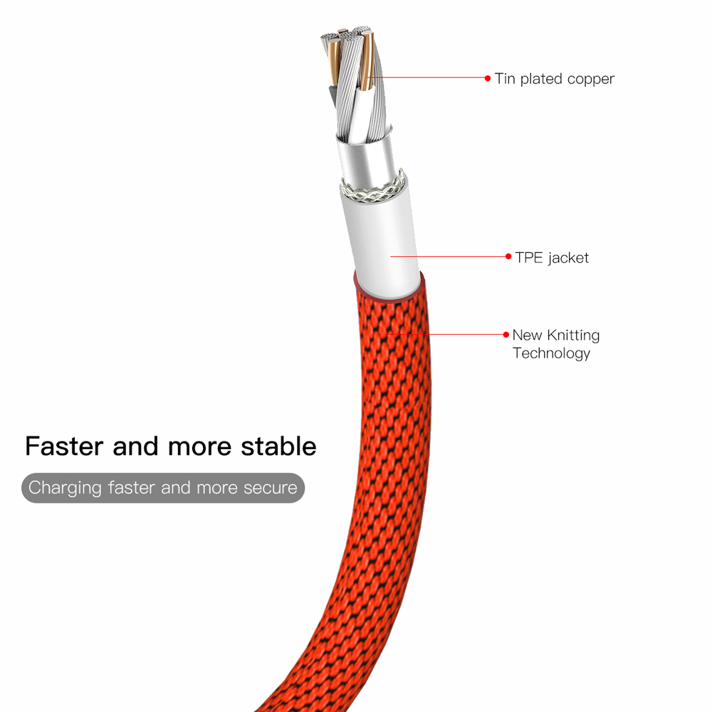 Baseus Yiven USB to Lightning Cable, 1.8m Durable Fabric Braided, Red (CALYW-A09) (1)