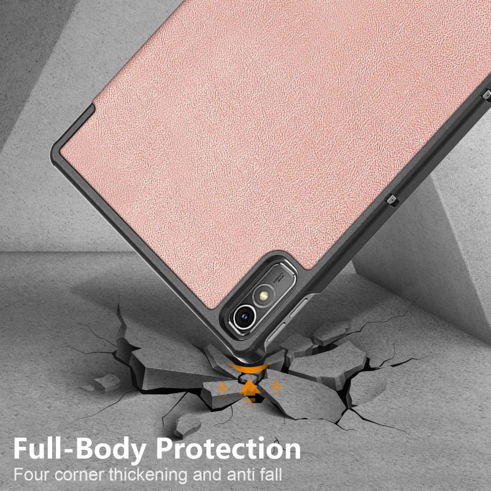 Lenovo Tab P11 Gen 2 (TB350FU) Trifold Stand PU Leather Hard Protective Cover Case, Rose Gold (5)