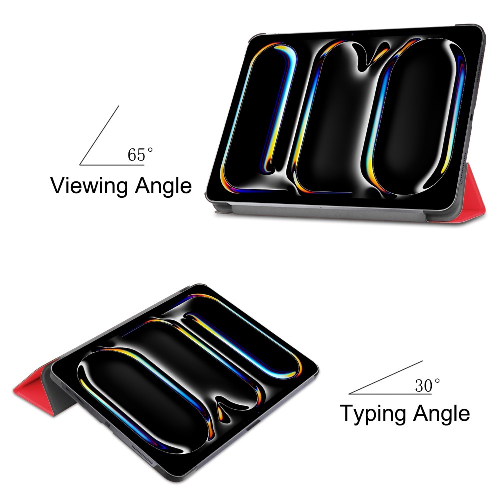 Apple iPad Pro 11'' (2024) (A2837 A2925) PU Leather Protective Tri-fold Book Case Cover, Red (4)