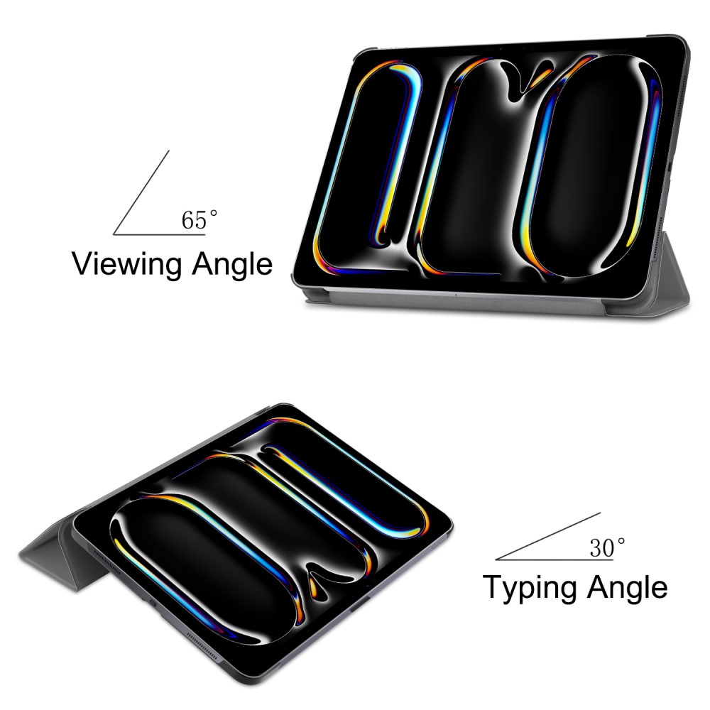 Apple iPad Pro 11'' (2024) (A2837 A2925) PU Leather Protective Tri-fold Book Case Cover, Gray (4)