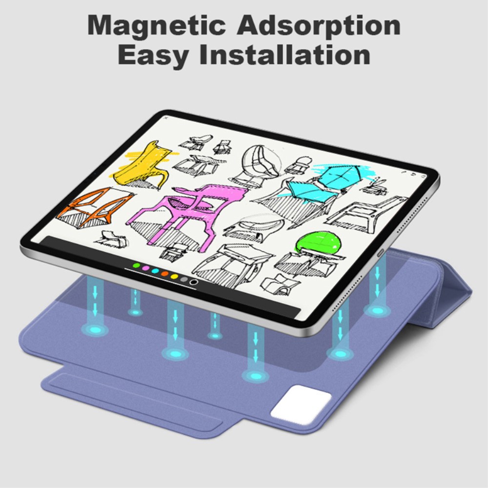 Apple iPad Pro 13'' (2024) (A2926 A2925) Nappa Texture Tri-Fold Book Case Cover, Purple (2)