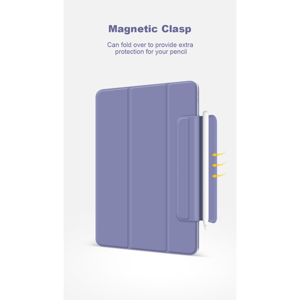 Apple iPad Pro 13'' (2024) (A2926 A2925) Nappa Texture Tri-Fold Book Case Cover, Purple (4)