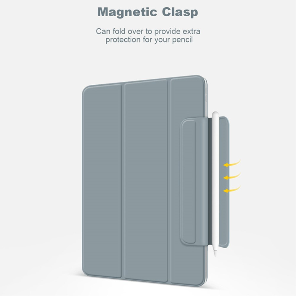 Apple iPad Pro 13'' (2024) (A2926 A2925) Nappa Texture Tri-Fold Book Case Cover, Blue (0)