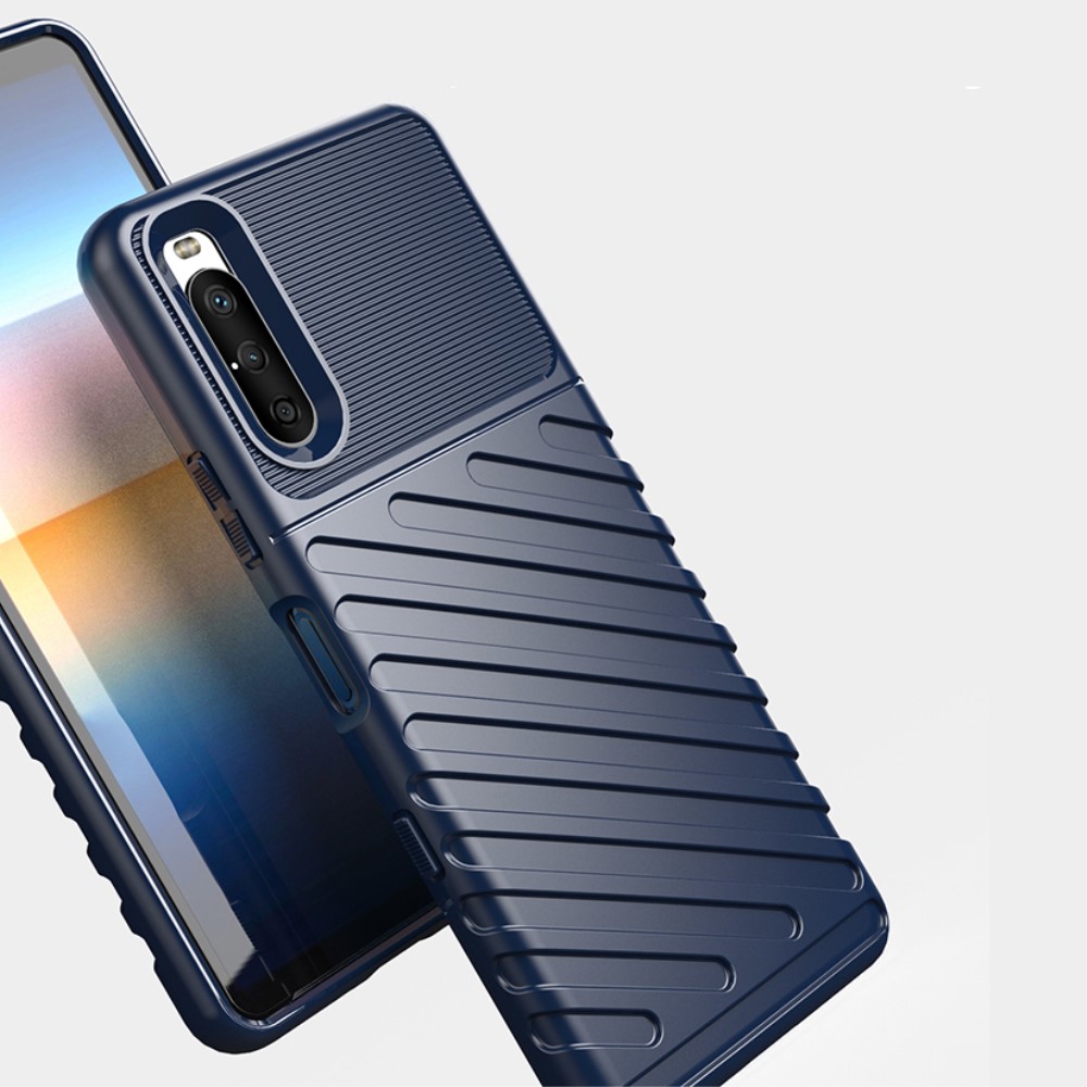 Sony Xperia 10 III / 10 III Lite Thunder Series Twill Texture TPU Mobile Phone Cover Case, Blue (2)