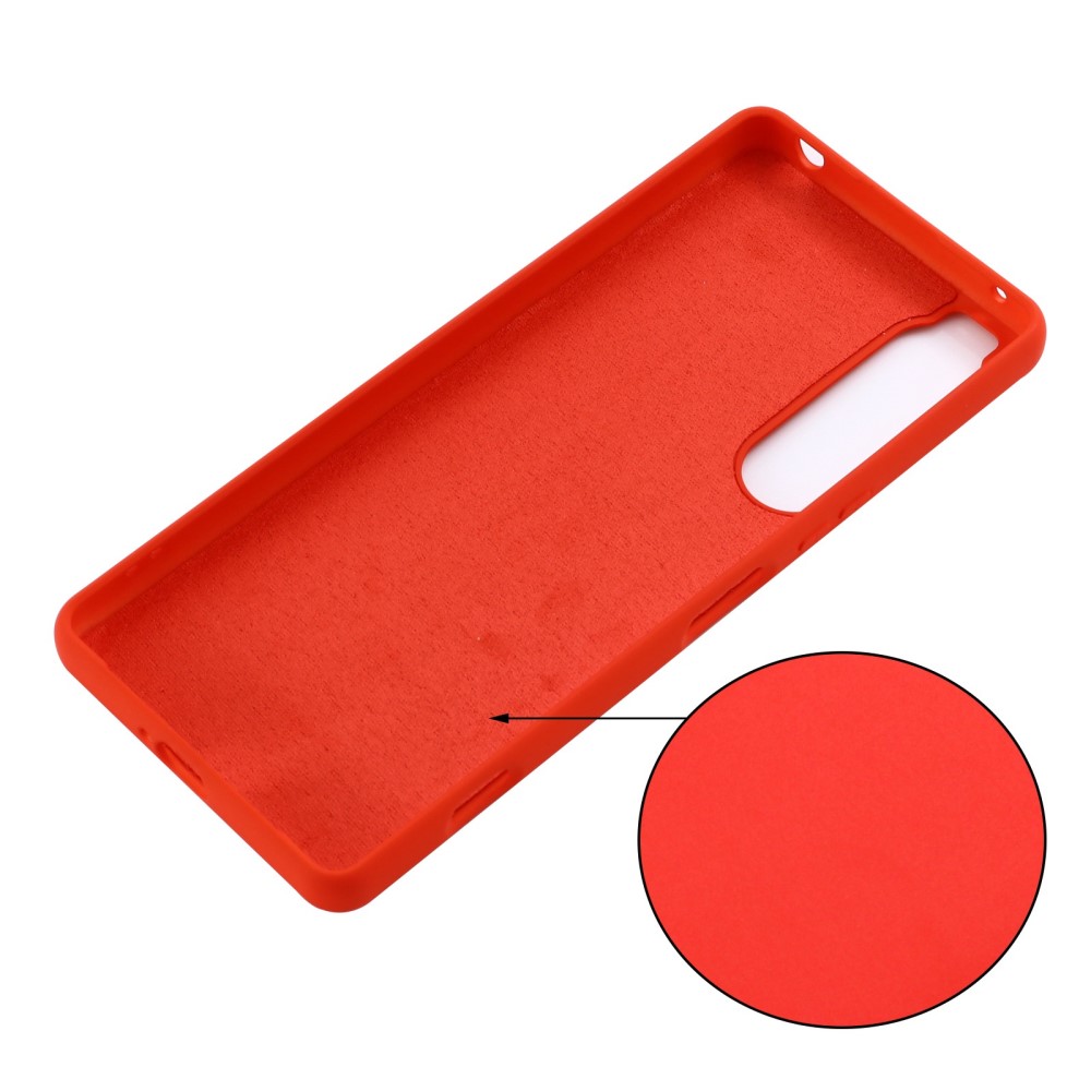 For SonySony Xperia 1 IV Liquid Silicone Phone Case Soft Cover, Red (2)