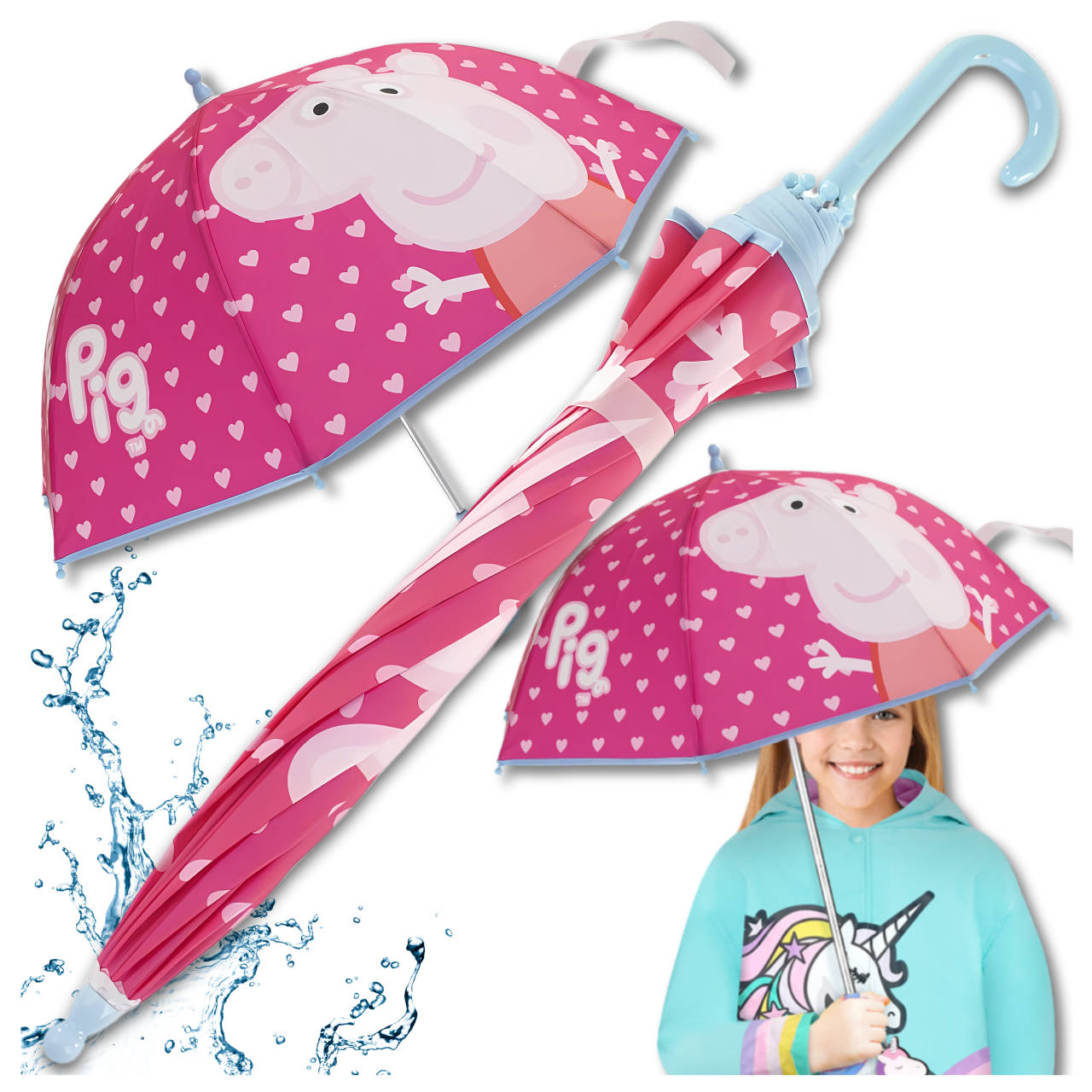 Peppa Pig Umbrella for Kids, Children's Rain Umbrella