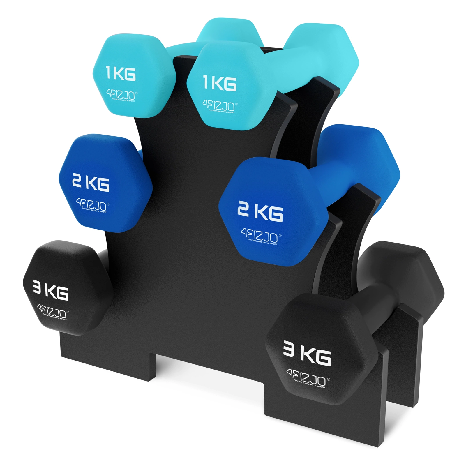 4FIZJO Cast Iron Hex Dumbbell Set with Stand 12 kg