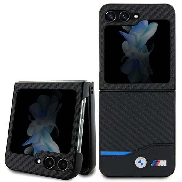 BMW Samsung Galaxy Z Flip 5 Case Leather Carbon, Black