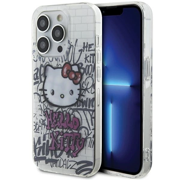 Apple iPhone 13 / 13 Pro 6.1'' Hello Kitty IML Kitty On Bricks Graffiti Cover Case, White