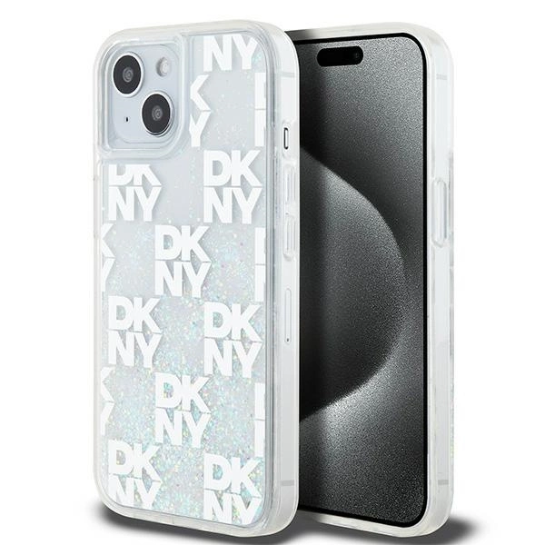 Apple iPhone 13 6.1'' DKNY Liquid Glitter Multilogo Case Cover, White