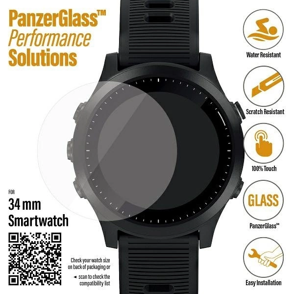 PanzerGlass Screen Protector for Samsung Galaxy Watch 3 34mm / Garmin Forerunner 645 / 645 Music / Fossil Q Venture Gen...