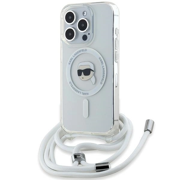 Apple iPhone 15 Pro 6.1'' Karl Lagerfeld IML Karl Head Cord MagSafe Cover Case, Transparent