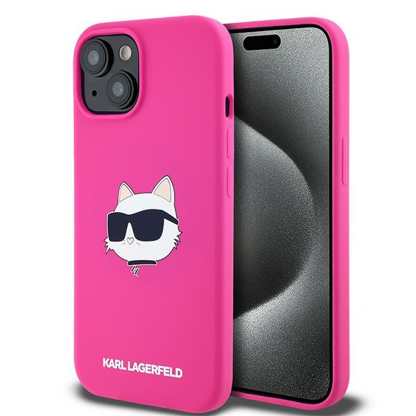 Apple iPhone 15 Plus 6.7" Karl Lagerfeld Silicone Choupette Head MagSafe Case Cover, Pink