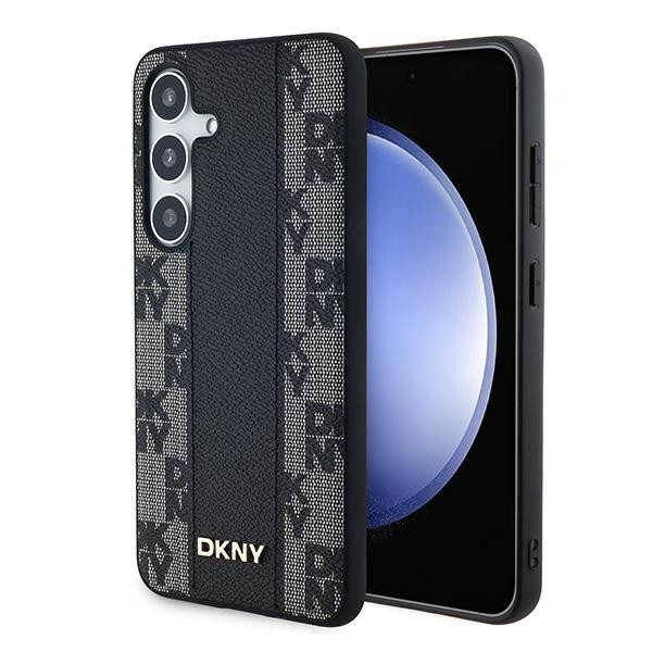 Samsung Galaxy S24+ Plus (SM-S926) DKNY Leather Checkered Mono Pattern MagSafe Case Cover, Black