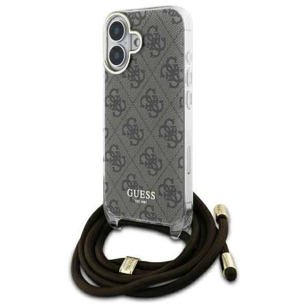 Guess GUHCP16SHC4SEW iPhone 16 6.1" brown/brown hardcase Crossbody Cord 4G Print