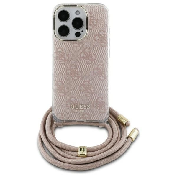 Guess GUHCP16SHC4SEP iPhone 16 6.1" pink hardcase Crossbody Cord 4G Print