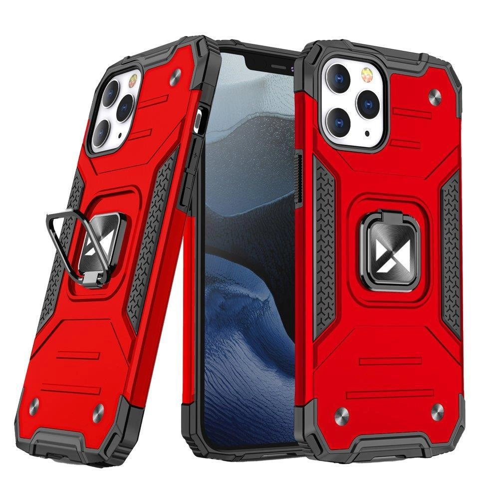 Wozinsky Ring Armor Phone Case Cover iPhone 14 Pro Max armored cover magnetic holder ring red
