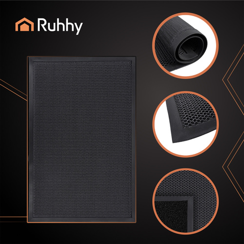 Non-Slip Rubber Entrance Mat 90x60cm Ruhhy 26185, Black (3)