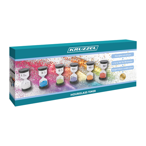 Kruzzel Hourglass Sand Timer Set for Kids 25676, 6 pcs, Multicolor (0)